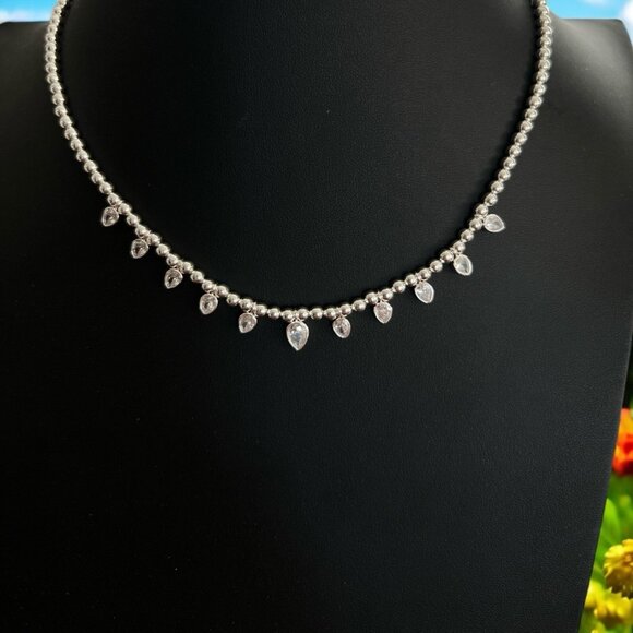 Anne Klein Silver Tone/Cubic Zirconia 15" With 3" Extender Necklace-NWT - Picture 1 of 1